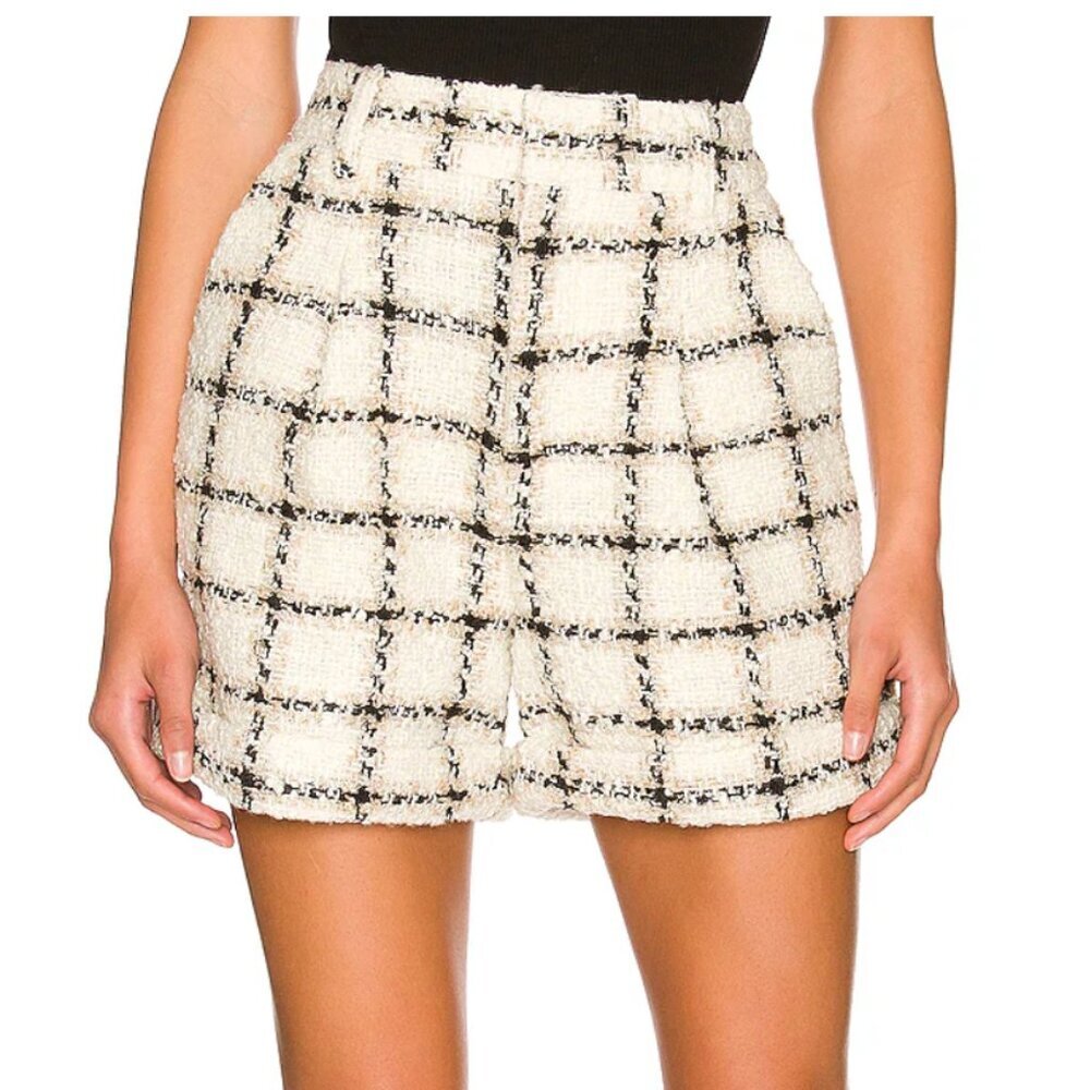 Anine Bing Becky Shorts Beige Plaid Size 2 DK32